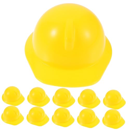 Hohopeti 10 Stück Mini Bauhelm Teiliges Realistisches Puppenhelm Deko für Kreative Spielideen Leuchtende Farben Langlebiges Plastik für Puppenhaus und Bastelprojekte von Hohopeti