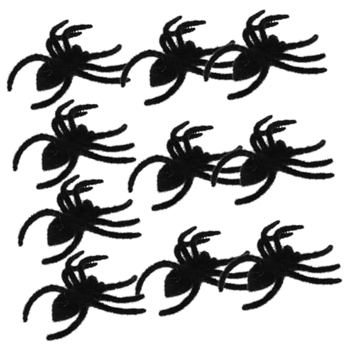 Hohopeti 10 Stück Teiliges Halloween Deko mit Großen Schwarzen Haarigen Spinnen Realistische Spider Props für Gruselige Party und Show Dekoration Langlebig und Leicht für Halloween Streiche von Hohopeti