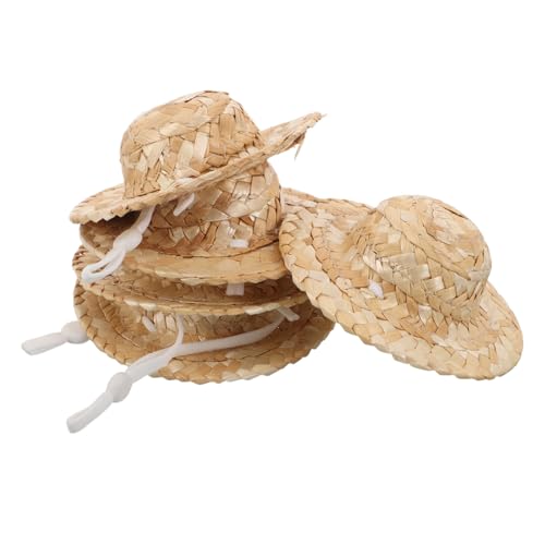 Hohopeti 10 Stück Teiliges Handgewebte Mini Strohhüte Kleine Sombreros für Puppenhaus DIY Kreativität Stilvolle Puppendeko von Hohopeti