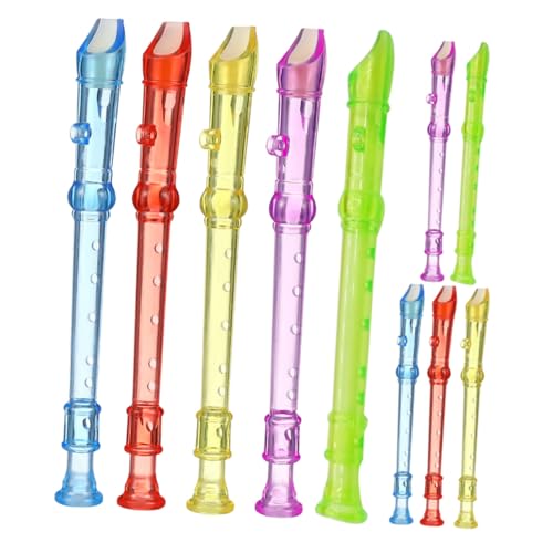 Hohopeti 10 Stück Teiliges Kinderblockflöten Candyfarbene Transparente Kunststoffflöten Mini musikinstrumente für Schüler Anfängerblockflöten für Schule Zuhause und Outdoor Spiel von Hohopeti