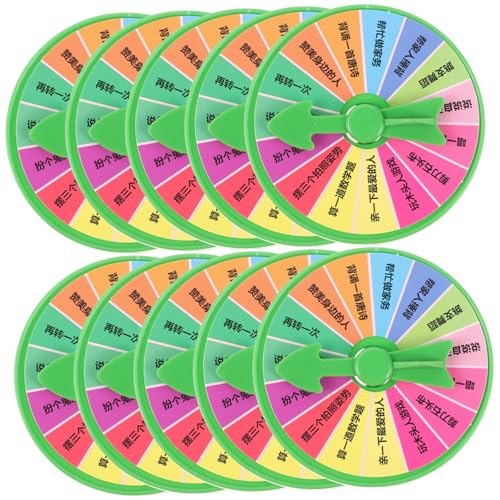 Hohopeti 10 Stück Teiliges Kleines Drehbares Spielrad Partyspielzeug aus Sicherem PP Material Handliches Drehrad für Raffles Wortspiele und Unterhaltsame Familien Events von Hohopeti