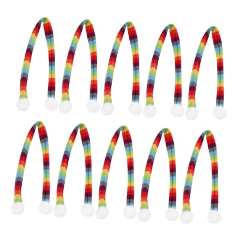 Hohopeti 10 Stück Teiliges Mini Schals aus Weichem Gestreift in Regenbogenfarben Vielseitige Weihnachtsdekoration für Puppen Weinflaschen und DIY Zubehör Langlebig und Einfach zu Verwenden von Hohopeti