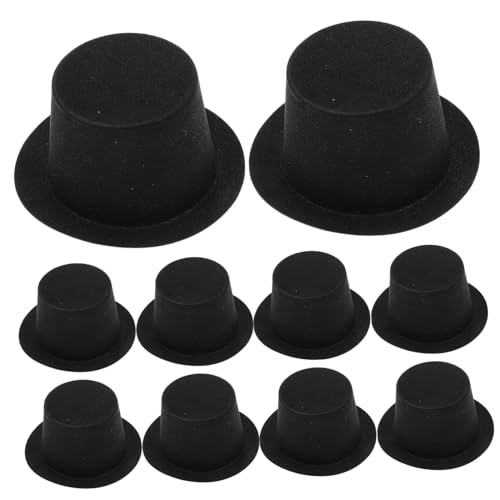 Hohopeti 10 Stück Teiliges Mini Schwarze Weihnachtsmützen aus Kunststoff Mini Hüte für Basteln und Schneemann Dekoration Festliche Party Accessoires und Puppenhüte für DIY Fotografie von Hohopeti