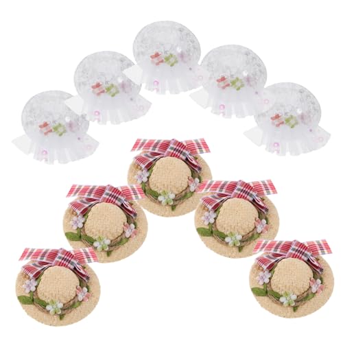 Hohopeti 10 Stück Teiliges Mini Strohhut Schleife und Spitzenblumen Handgefertigte Sombrero Puppenaccessoires für DIY Plüschspielzeug Leichte Robuste Mini Hüte für Kostüme und Hohopeti 10 Stück Teiliges Mini Strohhut Schleife und Spitzenblumen Handgefertigte Sombrero Puppenaccessoires für DIY Plüschspielzeug Leichte Robuste Mini Hüte für Kostüme und von Hohopeti