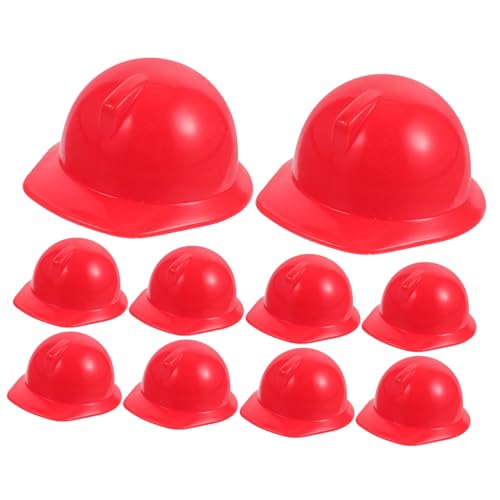 Hohopeti 10 Stück Teiliges Miniatur sicherheitshelme aus Kunststoff Kleine Bauarbeiterhelme in Leuchtendem Rot Dekorative Puppenhelme für DIY Basteln und Dollhouse Zubehör von Hohopeti