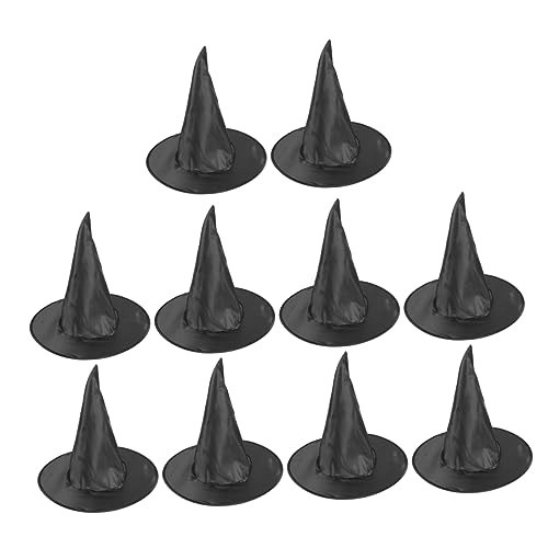 Hohopeti 10 Stück Teiliges Schwarze Hexenhüte aus Halloween Party Dekorationen Leicht und Bequem Vielseitig Einsetzbar als Kostümzubehör und Deko für Halloween Fest von Hohopeti