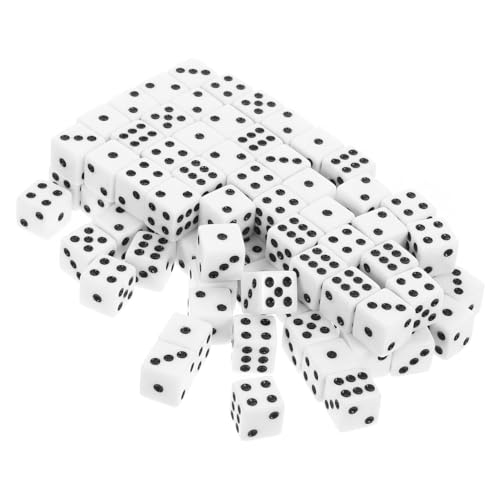 Hohopeti 100 Stück Acryl Würfel Weiß mit Schwarzen Punkten Sechsseitige Spielwürfel für Party Brettspiele und Mahjong Leicht Kompakt für Bar Zuhause und Geselligkeiten von Hohopeti