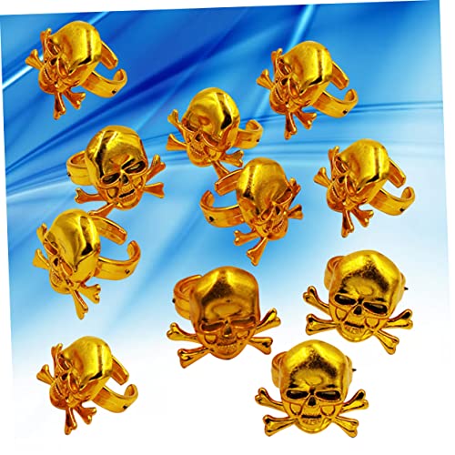 Hohopeti 12 Stück Goldene Piratenringe für Dekorative Schädelringe als Halloween und Kostüm Party Accessoires Verstellbare Performance Requisiten für Jungen und Mädchen Hohopeti 12 Stück Goldene Piratenringe für Dekorative Schädelringe als Halloween und Kostüm Party Accessoires Verstellbare Performance Requisiten für Jungen und Mädchen von Hohopeti