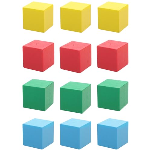 Hohopeti 12 Stück Teiliges Bunte Holzbausteine Farbiges DIY Baumaterial für Kreative Bauklötze Spielerisch Farb Handfertigkeit Fördern Sicher Langlebig von Hohopeti