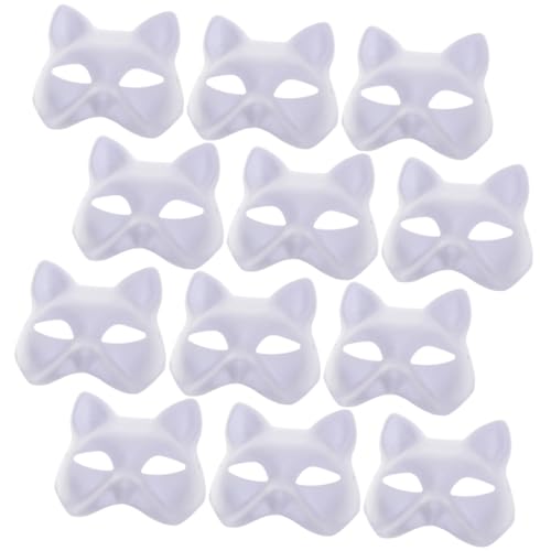 Hohopeti 12 Stück Teiliges DIY Katzenmasken aus Papiermasse Unbemalt zum Bemalen Umweltfreundlich als Halloween Maske Kostüm Maske Party Requisit Fasching und Maskerade für Erwachsene Hohopeti 12 Stück Teiliges DIY Katzenmasken aus Papiermasse Unbemalt zum Bemalen Umweltfreundlich als Halloween Maske Kostüm Maske Party Requisit Fasching und Maskerade für Erwachsene von Hohopeti