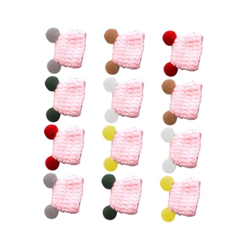 Hohopeti 12 Stück Teiliges DIY Mini Strickmützen Handgefertigte Bunte Mini Häkelmützen für Puppen Kreative Basteldekoration Geeignet für DIY Kunsthandwerk von Hohopeti