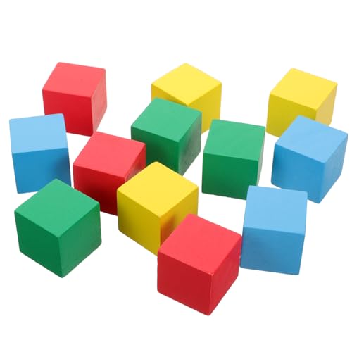 Hohopeti 12 Stück Teiliges Farbige Kleine Holzbausteine aus Buchenholz Geometrische Formen Pädagogisches Kreativität Feinmotorik und Farberkennung Sicher und Kindgerecht von Hohopeti