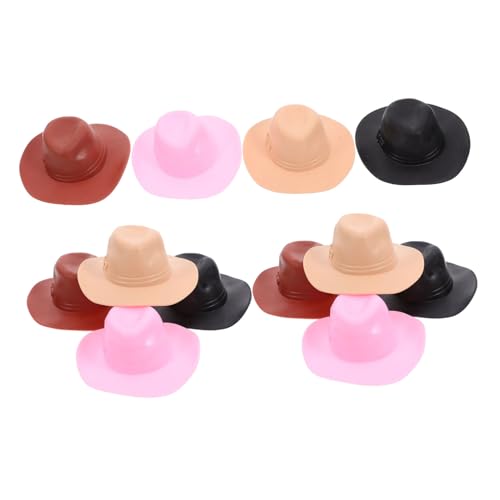 Hohopeti 12 Stück Teiliges Mini Cowboyhut für Puppen Bunte Kleine Hüte aus Robustem Material DIY Basteldekoration Leicht Realistisch Vielseitig für Puppenhaus und Kuchenverzierung von Hohopeti