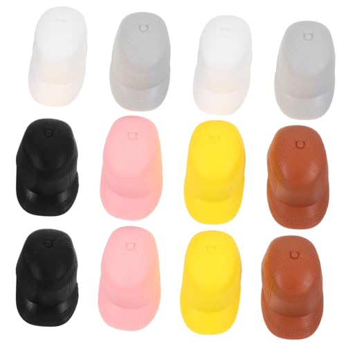 Hohopeti 12 Stück Teiliges Miniatur Doll Dachkappen Bunte Kleine Puppen Sonnenmützen aus Kunststoff Vielseitiges DIY Bastelzubehör für Haarclips Dekoration Puppenhäuser und Foto Requisiten von Hohopeti