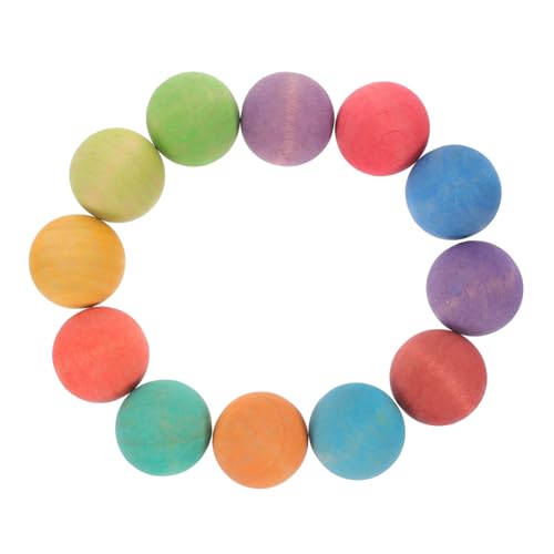 Hohopeti 12 Stück Teiliges Montessori Holzspielzeug Bunte Holz Kugeln Ab Jahr Motorische Hand-Auge-koordination Pädagogisches Lernspielzeug für Kleinkinder von Hohopeti