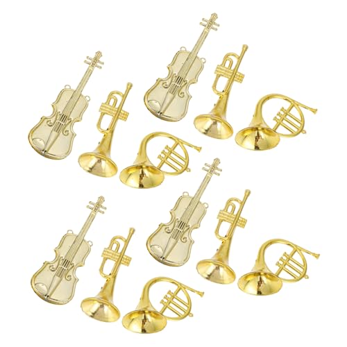 Hohopeti 12 Stück Teiliges Weihnachtsbaum Deko Violine Trompete Horn Modelle für DIY Basteln Filigrane Musikinstrument Anhänger Langlebige Weihnachtsbaum Anhänger für Sammler von Hohopeti