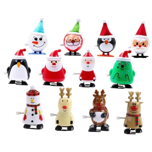 Hohopeti 12 Stück Teiliges Weihnachtsmann Wind Up Batteriefreies Antriebsspielzeug für Sichere Kunststoff Tisch Deko Lustige Weihnachtsüberraschung für Kinderparty und Familienspaß von Hohopeti