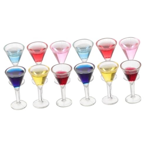 Hohopeti 12Stücke Cocktailbecher für Puppenhaus Realistische Dekorative Weingläser aus Harz für Mini Szenen und Kreative Foto Requisiten von Hohopeti