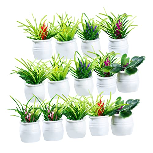 Hohopeti 14Stücke Miniatur Pflanzen Potted Plant Modelle für Puppenhaus Deko Künstliche Pflanzen für Wohnaccessoires Miniatur Landschaftsbau und DIY Projekte von Hohopeti