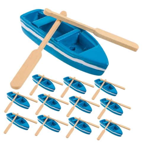 Hohopeti 16 Satz Teiliges Miniatur-Boot Resin und Holz mit Rudern Langlebige Segelboot-Figuren für DIY-Landschaft für Kreative Meeres-szenen und Stranddekoration von Hohopeti