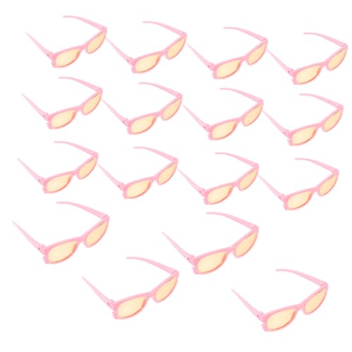 Hohopeti 16 Stück Teiliges Puppen Sonnenbrillen aus Kunststoff Lustige Puppenbrillen für DIY Dekoration und Rollenspiele Rosa Puppenzubehör für Puppenhaus und von Hohopeti