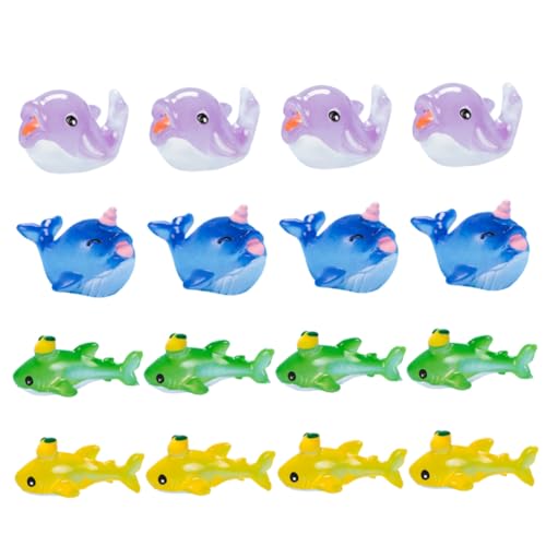 Hohopeti 16Stücke Miniatur Meerestierfiguren aus Kunstharz Dekoration für Aquarium Puppenhaus und Garten Bunte Meeresbewohner für Kreative Gestaltung von Hohopeti