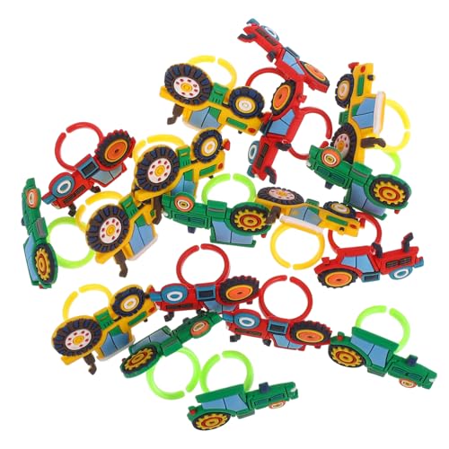 Hohopeti 18 Stück Teiliges Kinderbau fahrzeug ring Buntem Kunststoff Langlebig und Kindersicher als Partygeschenk und Preis für Erntesaison feiern Niedliche Bauernhof motive für von Hohopeti
