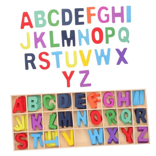 Hohopeti 1Satz Holz Alphabet Set für Aufbewahrungsschale Interaktives Lernspielzeug für Frühkindliche Bildung für Partys und Ausstellungen Fördert die Sprachentwicklung von Hohopeti