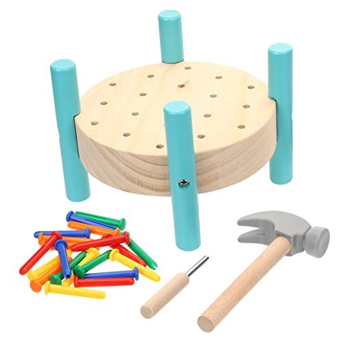 Hohopeti 1Satz Holz Nagelspielzeug für Pounding Hammering Toy mit Holzwerkbank Fördert Hand Augen Koordination und Konzentration Lehrreich und Sicher für Kleinkinder von Hohopeti