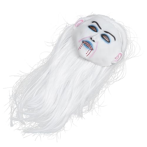 Hohopeti 1Stk Weiß haarige weibliche Geister maske Horror-Gesichtsbedeckungen Halloween-Requisiten halloween horror kostüme horror kostüme halloween langhaarige Geistermaske Latexmaske von Hohopeti