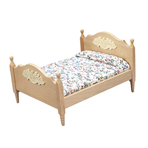Hohopeti 1Stück Mini Holz Doppelbett für Puppenhaus Realistisches Möbelstück für Kinderzimmer und Szenen DIY Projekte und Spielzeugzubehör Hohopeti 1Stück Mini Holz Doppelbett für Puppenhaus Realistisches Möbelstück für Kinderzimmer und Szenen DIY Projekte und Spielzeugzubehör von Hohopeti