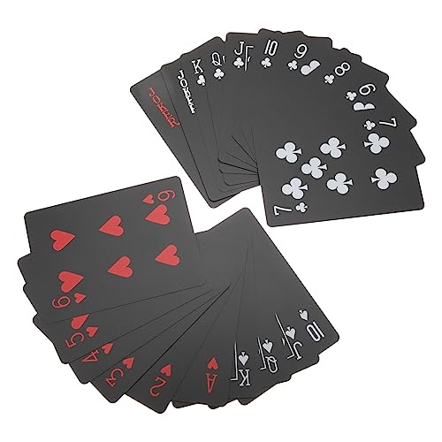 Hohopeti 2 Kartenschachteln aus Kunststoff Wasserdichte Pokerkarten Kunststoff Pokerkarten Waschbare Spielkarten aus schwarzem Kunststoff Waschbar Unterhaltungskarte Waschbar von Hohopeti