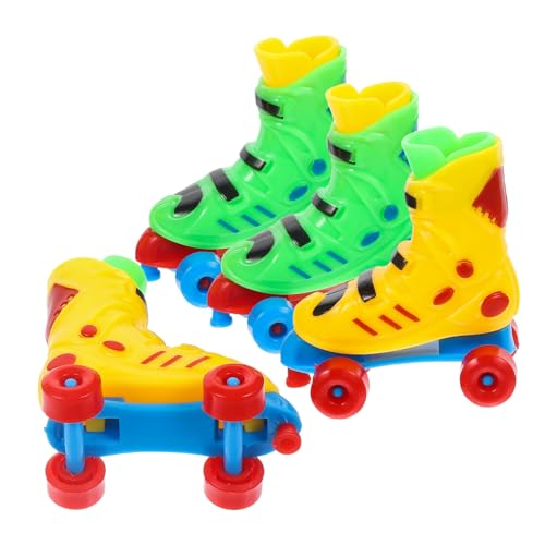 Hohopeti 2 Paar Finger Roller Skate Kunststoff Miniatur Rollschuhe Finger Skates für Schreibtisch Entspannung und Sammlung Bunt Langlebig und Realistisch Gestaltet Zufällige Farbe von Hohopeti