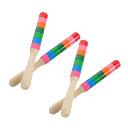 Hohopeti 2 Paare Holz Rhythmusstäbe Percussion Instrumente aus Holz Sicher und Robust Glatte Oberfläche Pädagogisches Musikspielzeug Hand Auge koordination und Rhythmusgefühl von Hohopeti