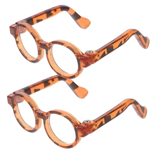Hohopeti 2 Paare Mini Puppenbrillen Leopard Muster Kunststoff Eyeglasses für Bjd Puppen DIY Sonnenbrillen Puppenzubehör für Kreative Puppenkostüme und Geschenkideen von Hohopeti