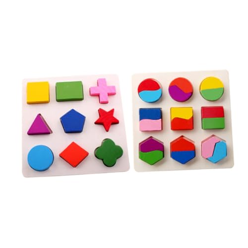 Hohopeti 2 STÜCK Teiliges Holz Geometry Board Lernspielzeug Frühe Formenerkennung Kognitives Steckpuzzle Pädagogisch Jungen Mädchen Geschenk von Hohopeti