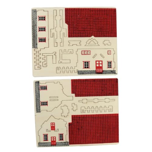 Hohopeti 2 Sätze DIY Holzhaus Puzzle Holzmodell Bausatz Teilig Realistische Hausornamente zum Selberbauen Fördert Kreativität Hand Auge Koordination Räumliches Denken für Erwachsene von Hohopeti