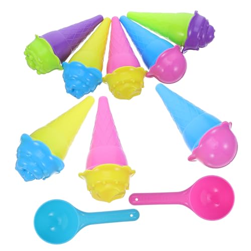 Hohopeti 2 Sätze Eiscreme-sandförmchen Lebensmittelechtem Kunststoff Sicher Vielseitig für Sandspiel und Eiscreme-kreativgestaltung Robustes Outdoor-strandspielzeug für Kleinkinder von Hohopeti