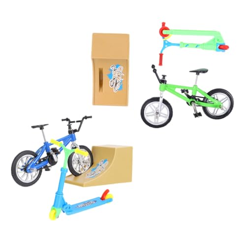 Hohopeti 2 Sätze Finger Skateboard Mini Folding Scooter Bike Kit aus Aluminiumlegierung Realistisches Fingersportspielzeug für Fördert Fingerkoordination und Kreativität Bunte Farben von Hohopeti