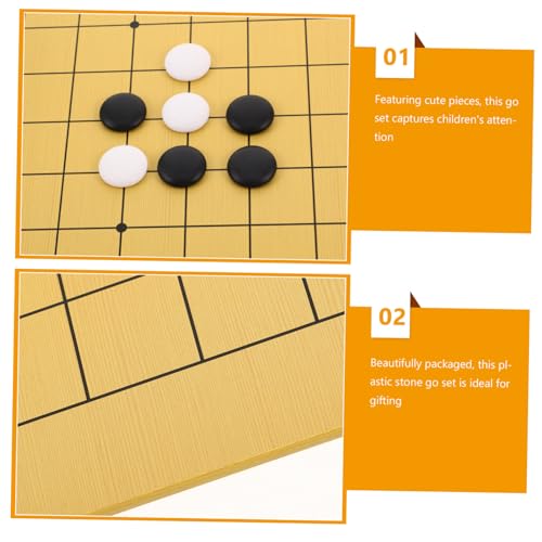 Hohopeti 2 Sätze Go Spielset mit Doppelseitigem Holzbrett und Plastiksteinen Tragbares Weiqi für Lernspiel mit Niedlicher Bärenschale Fördert und Konzentration von Hohopeti