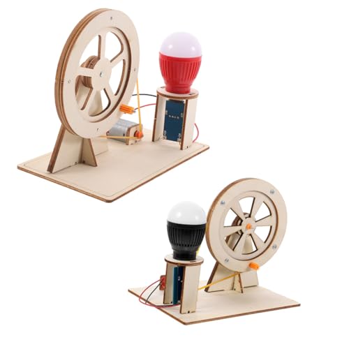 Hohopeti 2 Sätze Handkurbel Generator Holz DIY Wissenschaftliches Experiment Elektrizität Erzeuger für Schüler Lernspielzeug Zufällige Farbe von Hohopeti