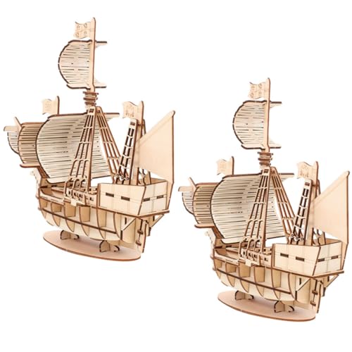 Hohopeti 2 Sätze Holzpuzzle Segelboot Modellbausatz DIY Bausatz Erwachsene Kreatives Bastelset Segelschiff Holzspielzeug Weihnachten Geburtstag von Hohopeti