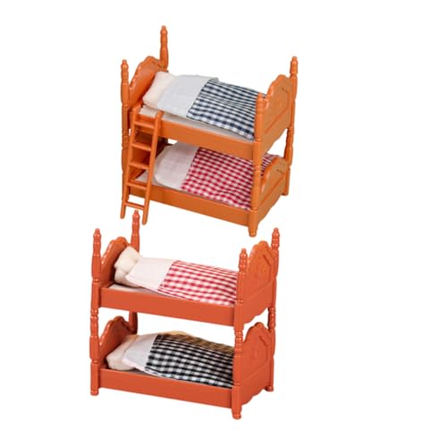 Hohopeti 2 Sätze Mini Etagen Bett Puppenhaus-Hochbett Babypuppenbett Möbel doppelstockbetten für Kinder Wohnkultur Etagenbett Puppenhaus mit Minibett Puppenhaus-Dekor Miniatur Requisiten von Hohopeti