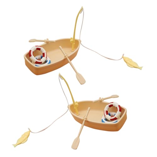 Hohopeti 2 Sätze Mini Haus Deko Set Teilig Kleine Schwimmfähige Modell Fischerboote Detailreiche Miniatur Holzboote für Puppenhaus Dekorative Winzige Boote für Wohnzimmer Schlafzimmer Mini von Hohopeti