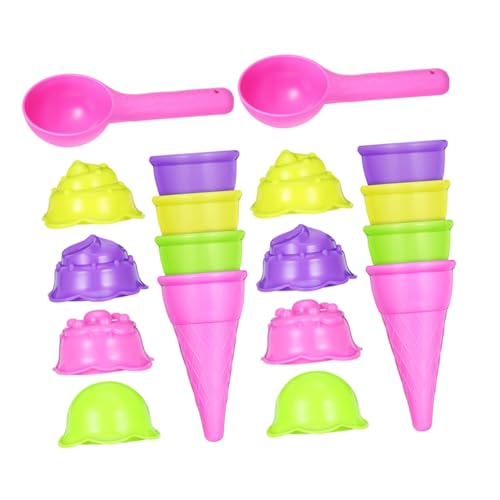 Hohopeti 2 Sätze Sandspielzeug Eiscreme Set mit Realistischen Plastik Eistüten Sandformen für Strandspiele und Vorschulaktivitäten Glatt Leicht zu Reinigen Kreatives Sommer Outdoor von Hohopeti