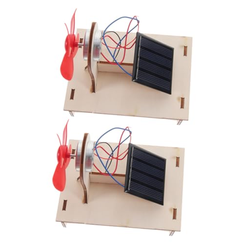 Hohopeti 2 Sätze Solar Holzbausatz Solarventilator Bausatz Lernspielzeug Wissenschaftsprojekt DIY Experiment Materialpaket Robust Pädagogisch Geeignet von Hohopeti
