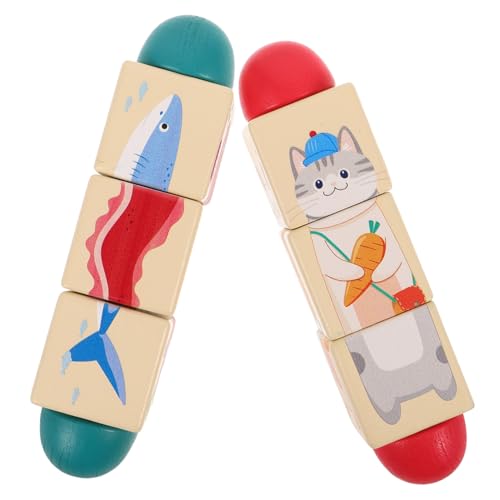 Hohopeti 2 Stück Drehspielzeuge Früherziehungsspielzeug Montessori Tier Drehspielzeug Pädagogisches Montessori Für Babys Tierpuzzle Aus Holz von Hohopeti