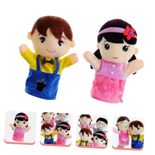 Hohopeti 2 Stück Familien Handpuppen Plüsch Handpuppen für Weiche Handspielpuppen mit Cartoon Jungen und Mädchen Erzählspielzeug zur Kreativität und Kommunikation von Hohopeti