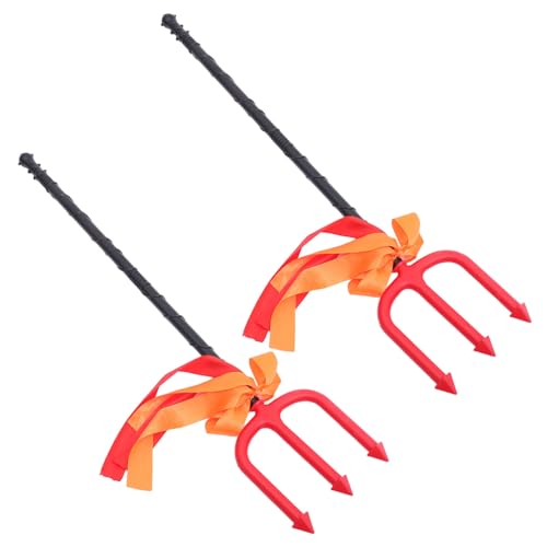 Hohopeti 2 Stück Halloween Teufelsdreizack Requisite für Erwachsene Cosplay Party Zubehör Realistische Trident Replik für Kostüm und Fasching von Hohopeti