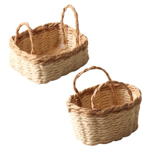 Hohopeti 2 Stück Handgewebte Miniatur Körbe Realistische Kleine Puppenhaus Deko Kunstvoll Gefertigte Mini Aufbewahrungskörbe für Sammler und Kreative Bastelprojekte von Hohopeti